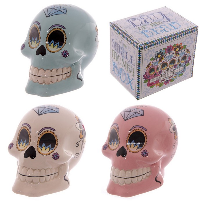 Day of the Dead Skull Money Box 10cm